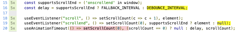 No coverage of fallback timeout for scrollend