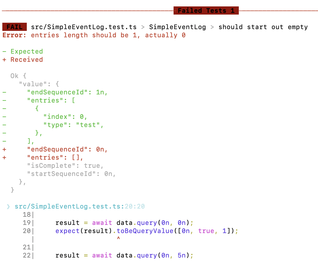 Custom Matcher Detailed Error in Terminal