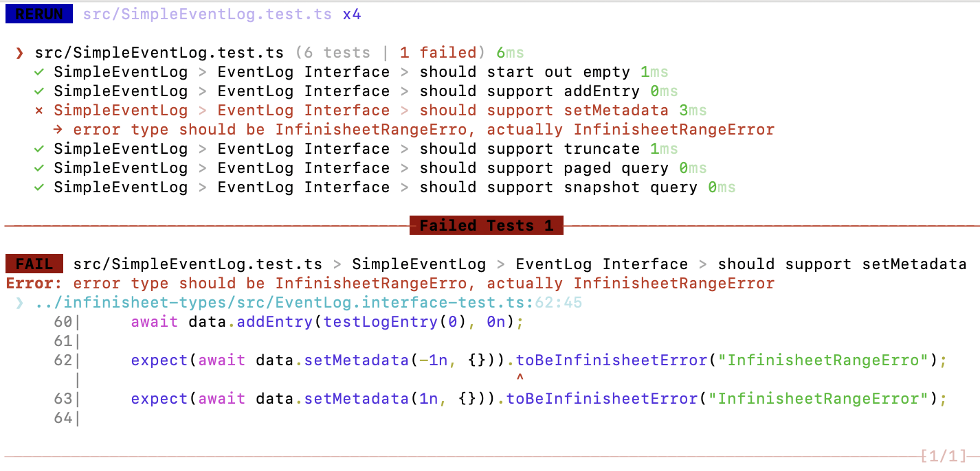 Interface Test Detailed Error in Terminal
