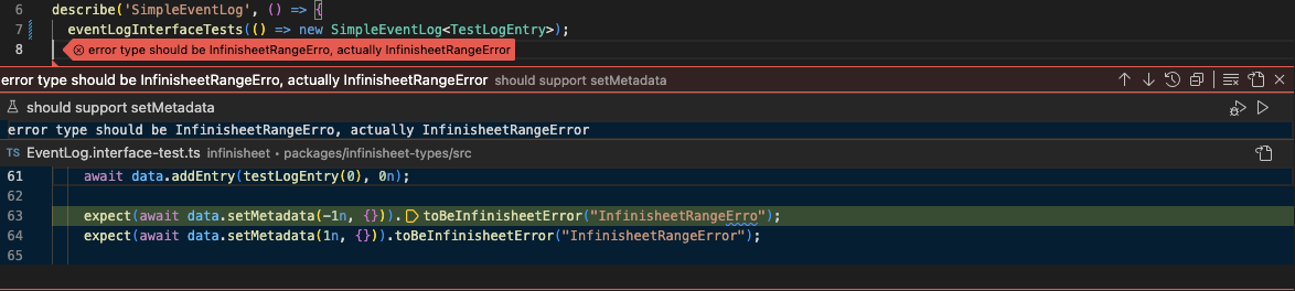 Interface Test Detailed Error in VS Code
