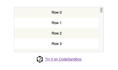 React-window Fixed Size List Sandbox