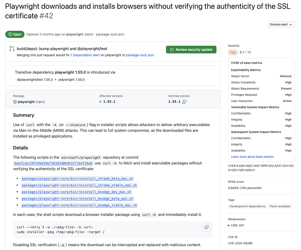 Dependabot Security Alert
