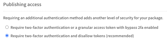 NPM Package Publishing Access