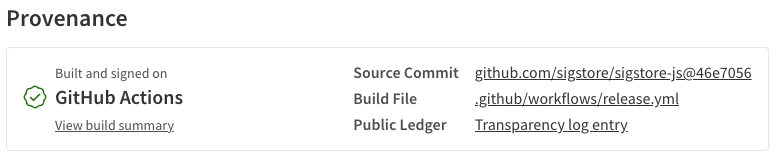 NPM Package with Provenance statement