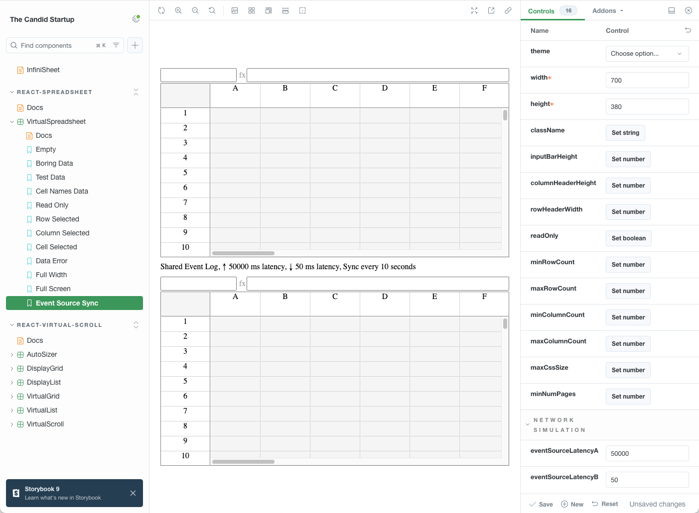 Storybook Event Source Sync Latency Controls