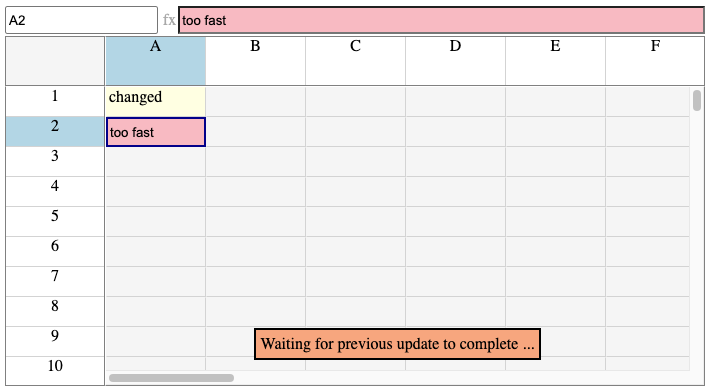 Trying to update while a pending update is in progress